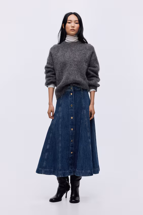 Юбка a-силуэта из джинсы