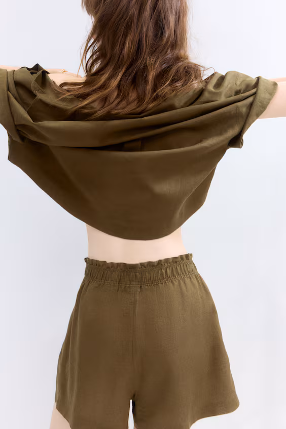 Шорты из смеси льна