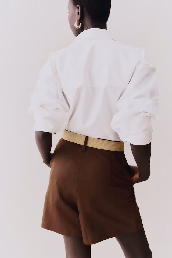 Шорты из пике с поясом