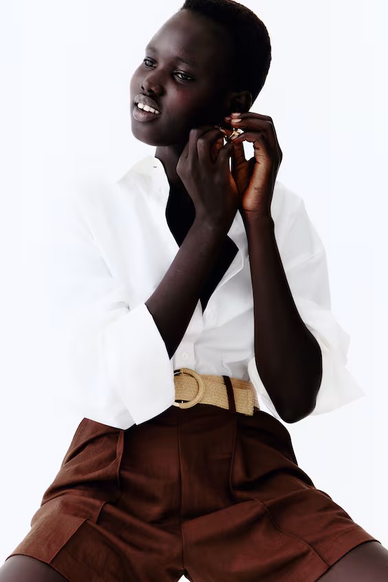 Шорты из пике с поясом