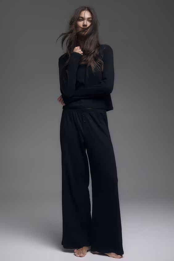 Пижама из трикотажа с рубчиком