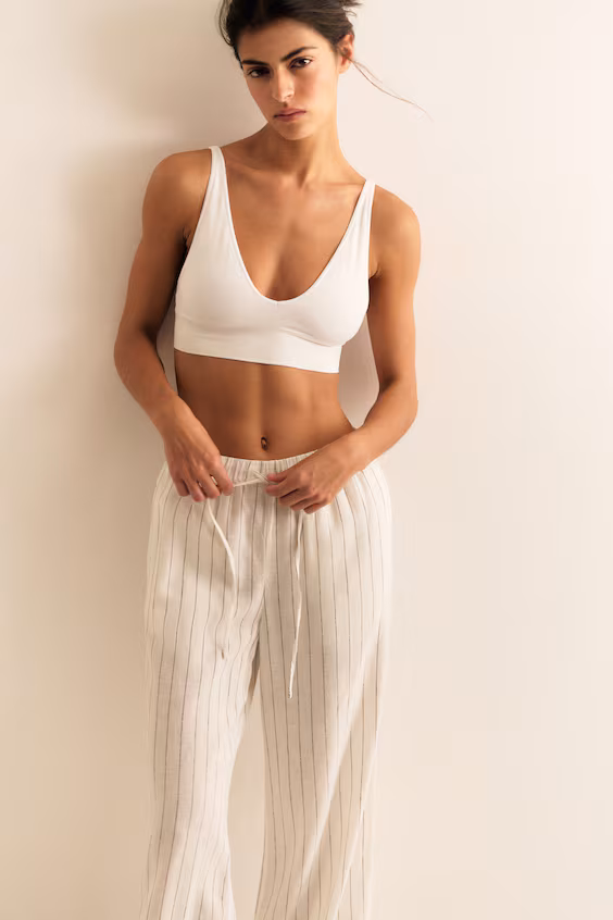 Широкие брюки из льняной смеси