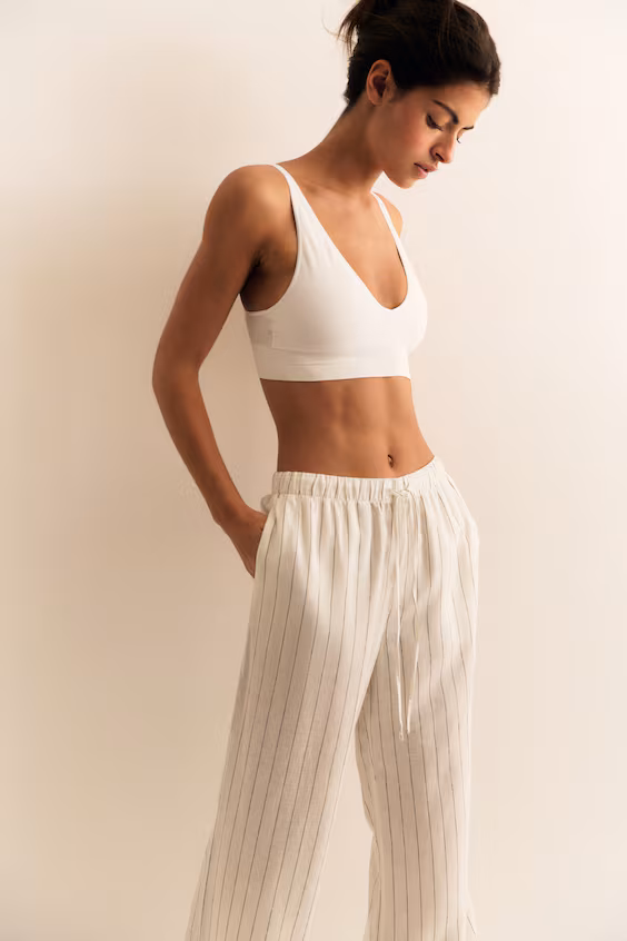 Широкие брюки из льняной смеси