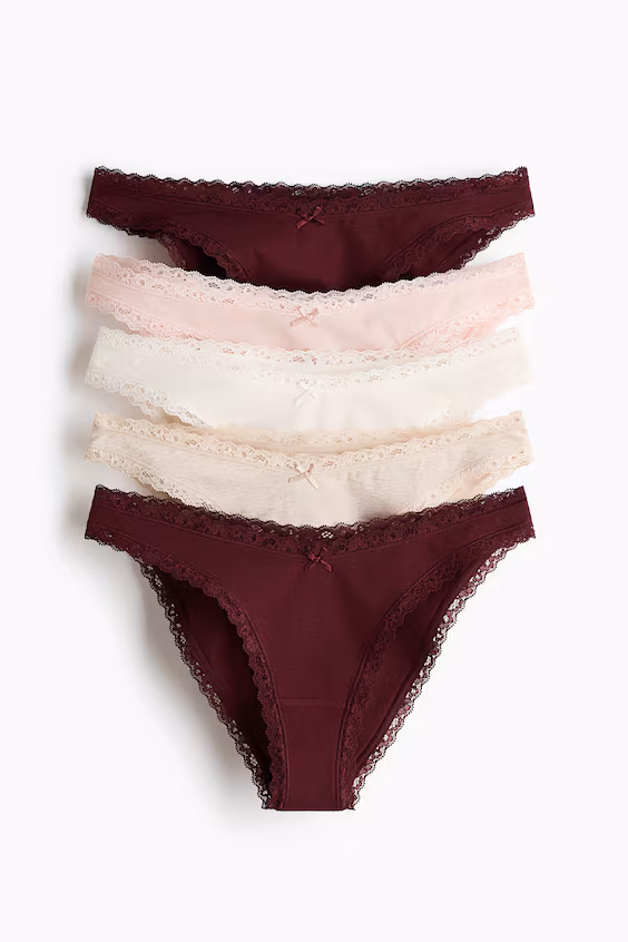 Пачка из 5 трусиков из хлопка с кружевом