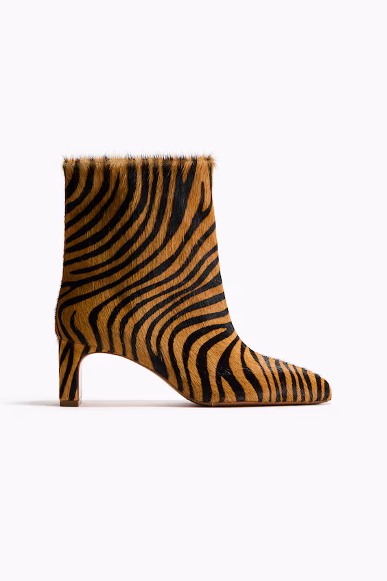 Ботильоны на платформе из кожи с мехом у щиколотки