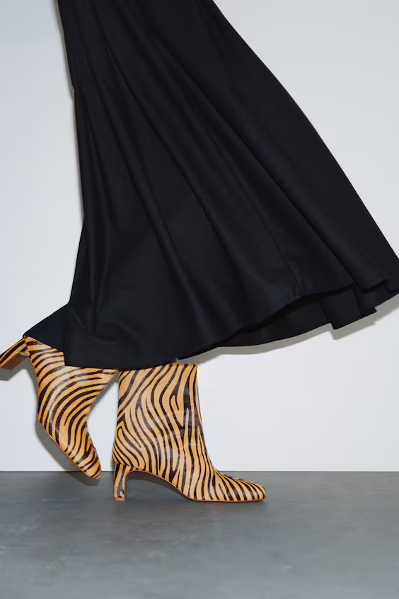 Ботильоны на платформе из кожи с мехом у щиколотки