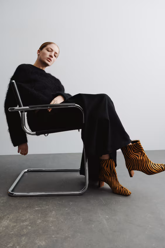 Ботильоны на платформе из кожи с мехом у щиколотки