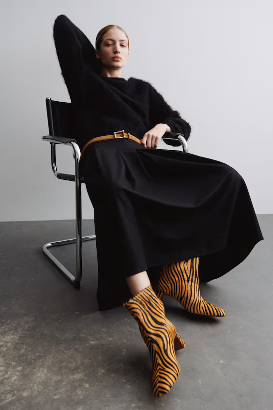 Ботильоны на платформе из кожи с мехом у щиколотки