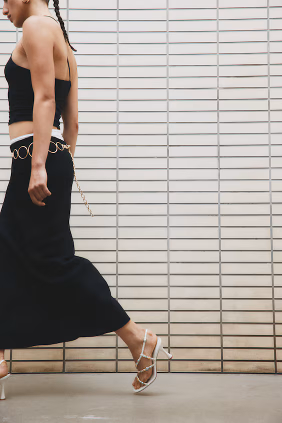 Босоножки на высоком каблуке с ремешками