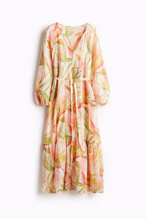 Платье из мятой ткани с завязками