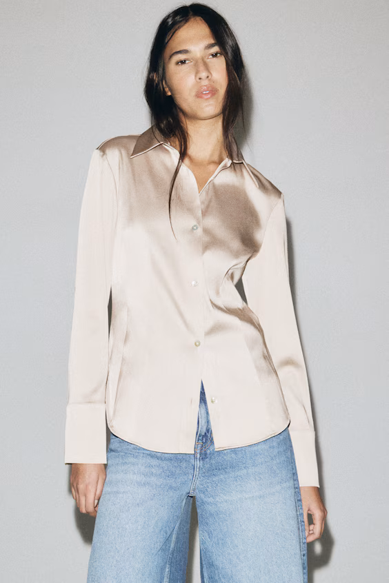 Облегающая рубашка из саржи