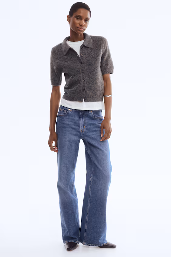 Кардиган с короткими рукавами и воротником