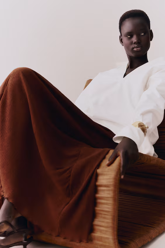 Плиссированная длинная юбка