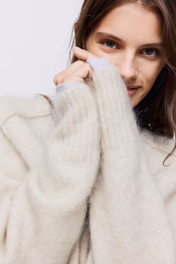 Пальто из смесовой мохеровой пряжи