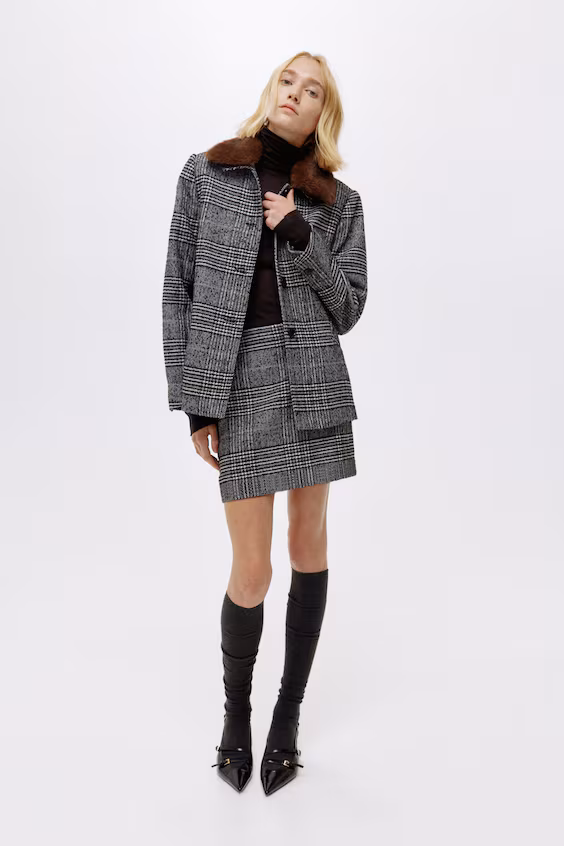 Пальто из шерсти в клетку