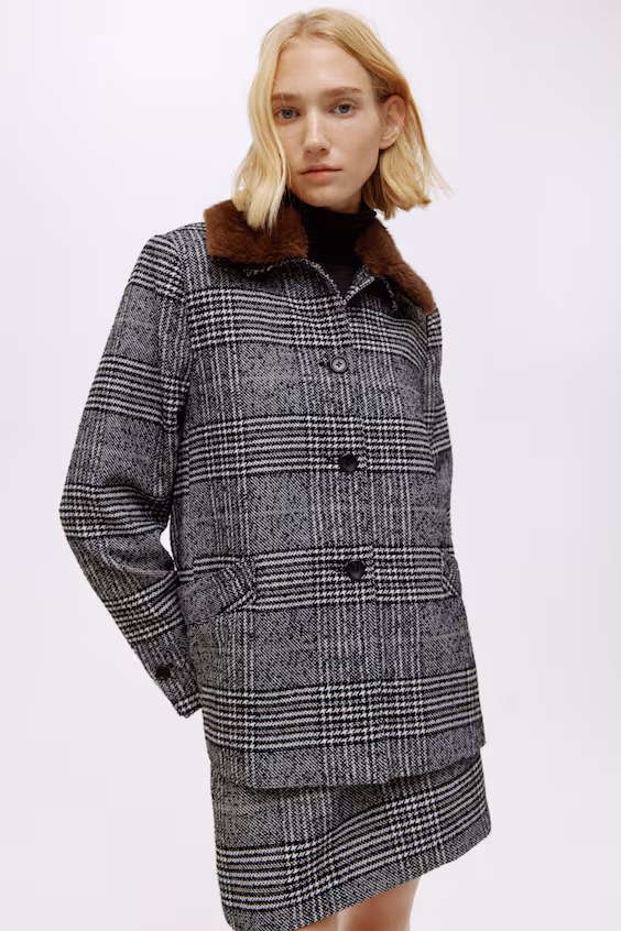 Пальто из шерсти в клетку