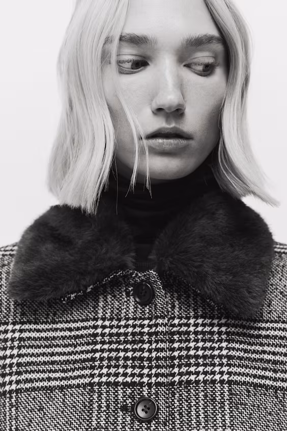 Пальто из шерсти в клетку