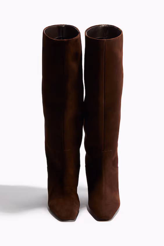 Ботфорты до колена из кожи с мехом