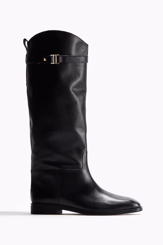 Ботфорты до колена из кожи