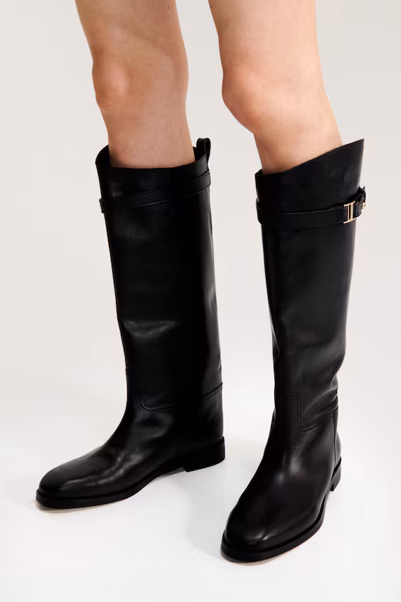 Ботфорты до колена из кожи