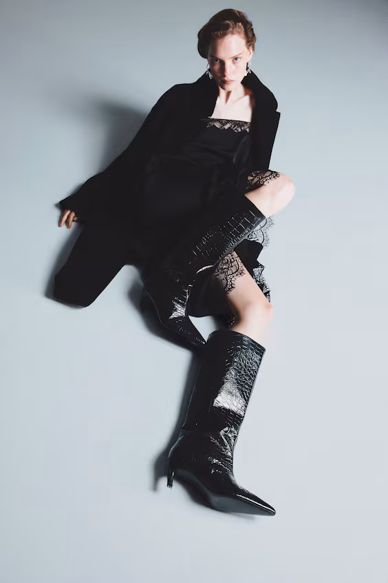 Ботфорты до колена из кожи