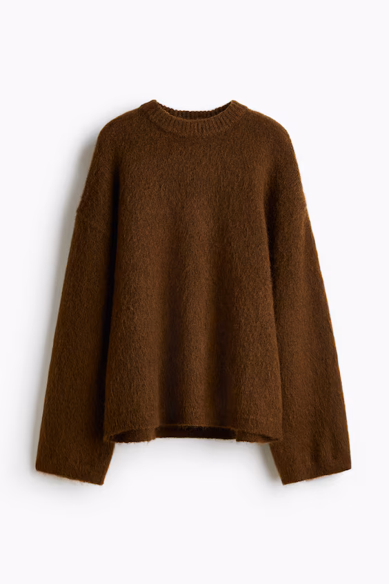 Свитер свободного кроя из смесовой мохеровой пряжи