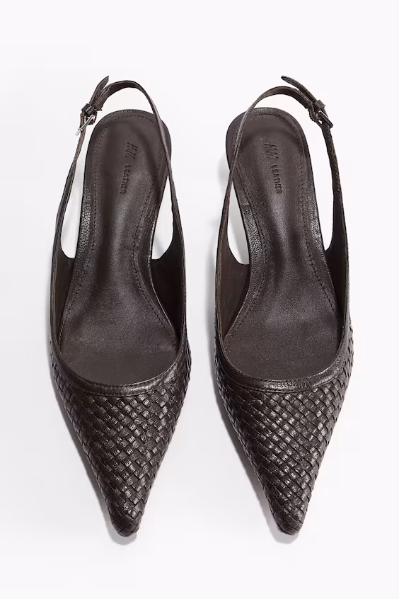 Туфли с открытым задником из плетеной кожи