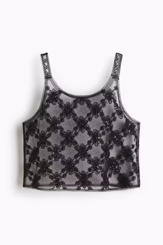 Топ из сетчатой ткани с узором