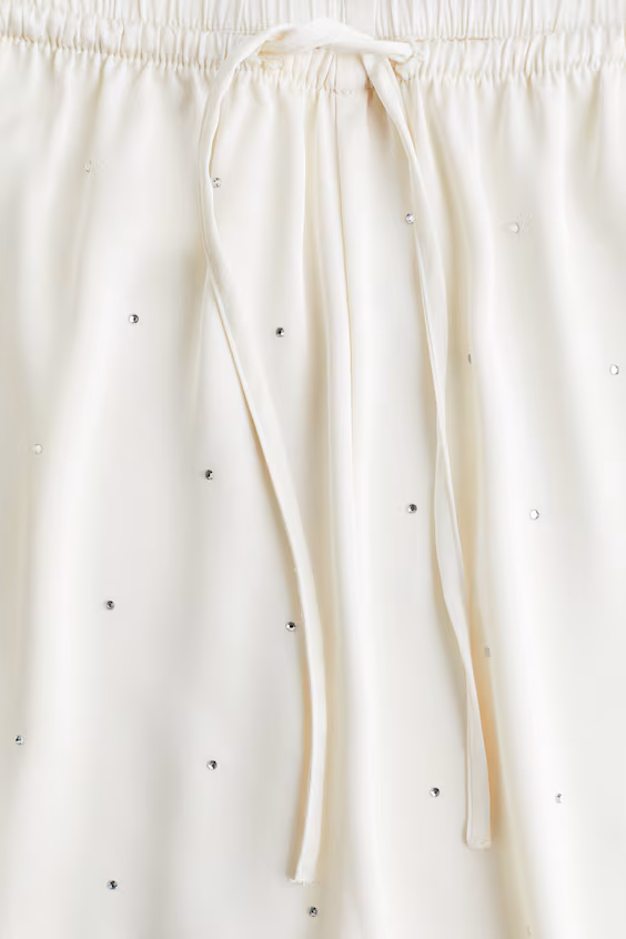 Брюки пижамные из украшенного атласа