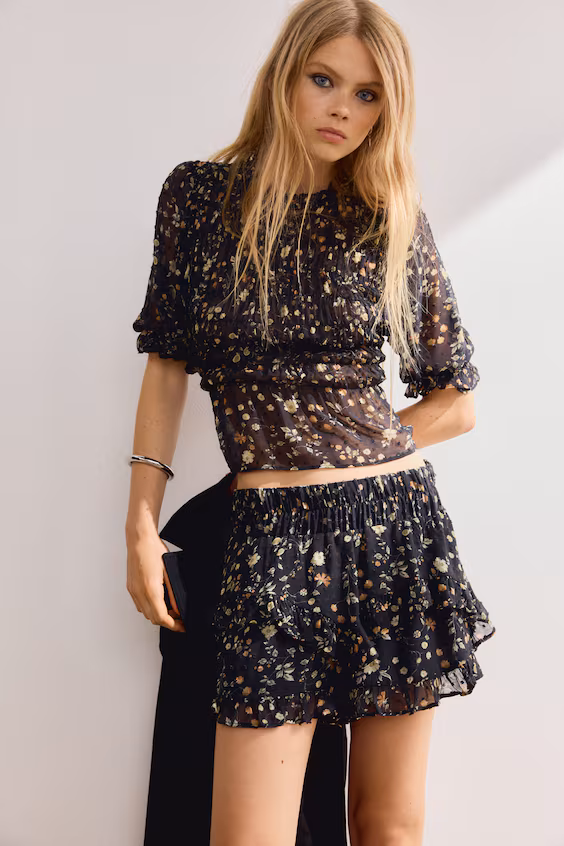 Юбка-шорты из тюля с оборками