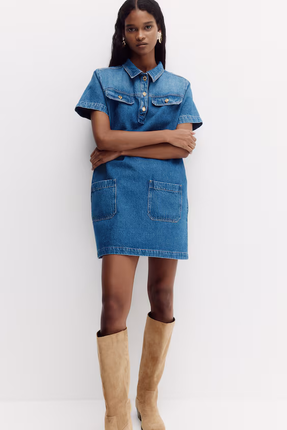 Платье из джинсы с воротником