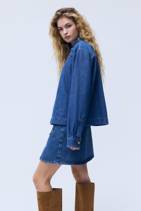 Рубашка из джинсовой ткани с застежкой-молнией