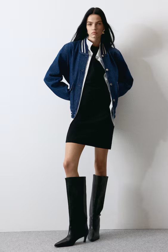 Джинсовая бейсбольная куртка