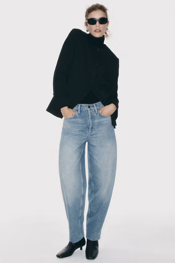 Джинсы barrel leg high waist
