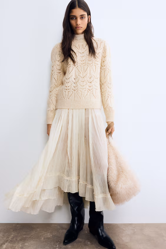 Свитер из трикотажа с крупной вязкой