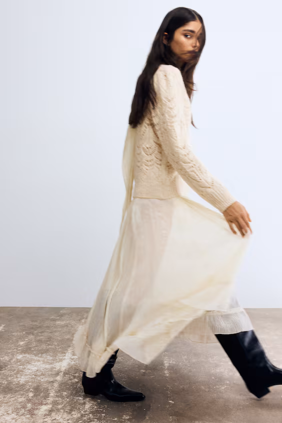 Свитер из трикотажа с крупной вязкой