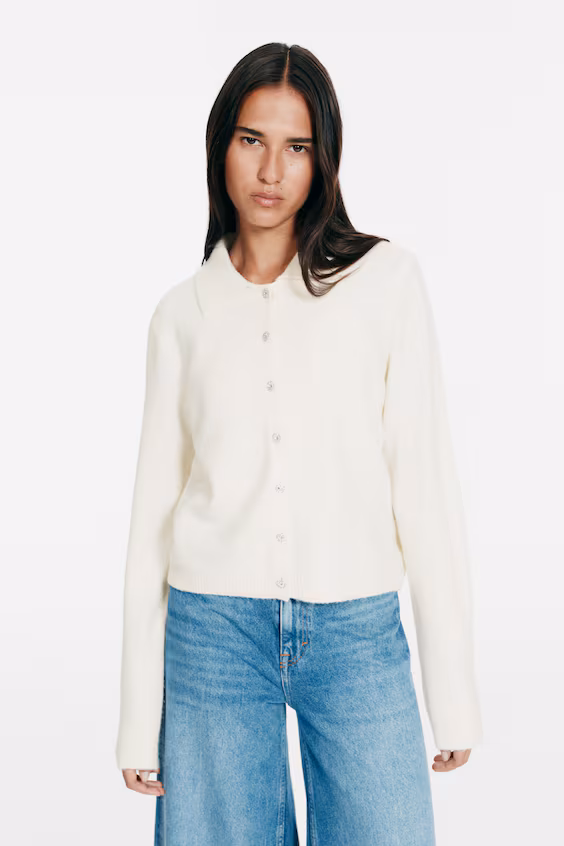 Кардиган из вязаного трикотажа с воротником