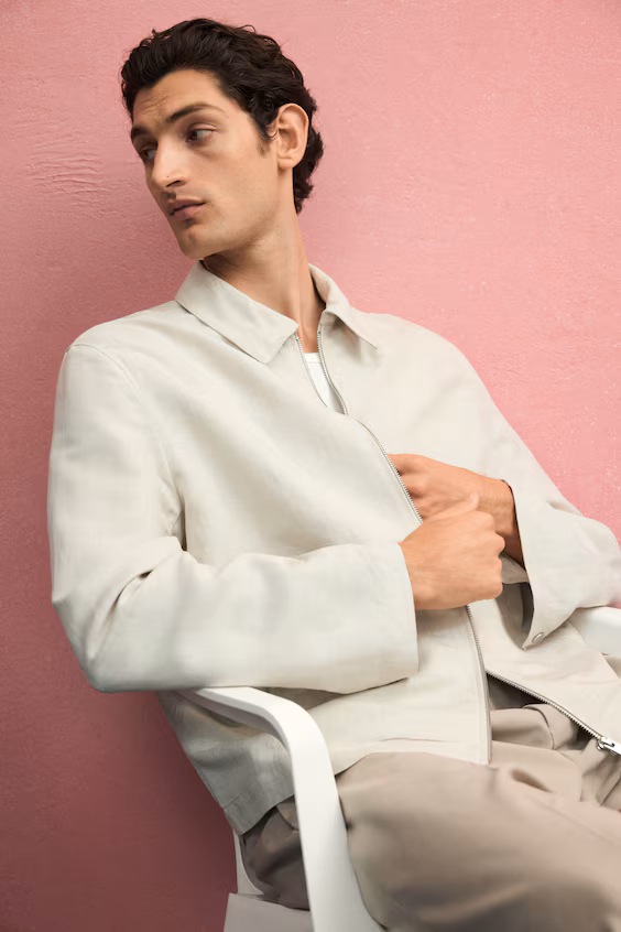 Пальто regular fit из смесового льна