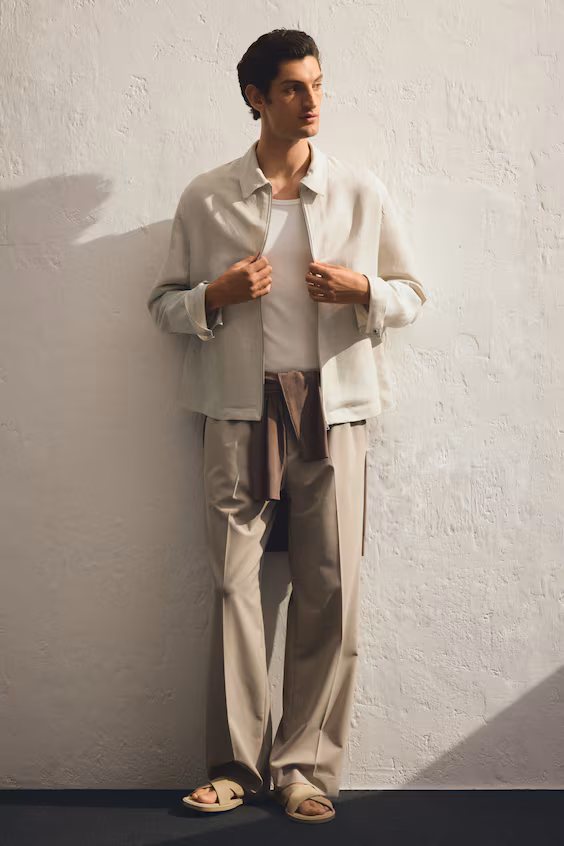 Пальто regular fit из смесового льна