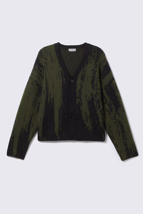 Графический трикотажный кардиган с квадратным кроем