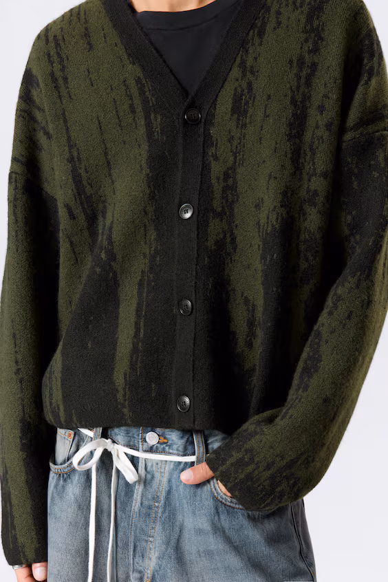 Графический трикотажный кардиган с квадратным кроем