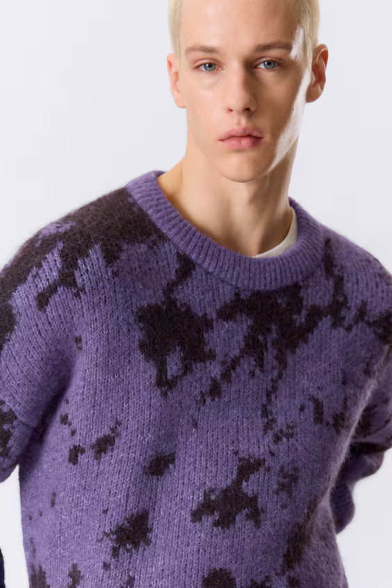 Релаксированный свитер с принтом из смесовой шерсти