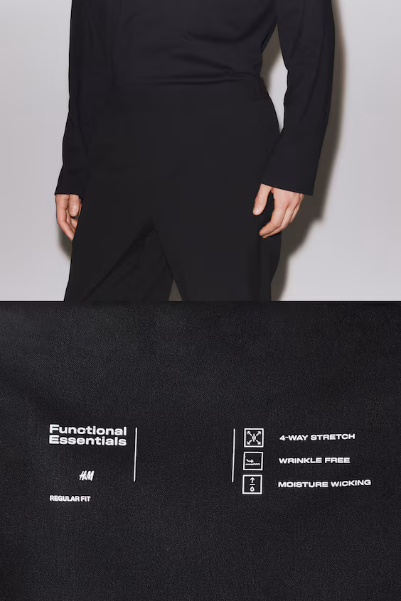 Брюки с эластичным поясом и четырехсторонним растяжением regular fit