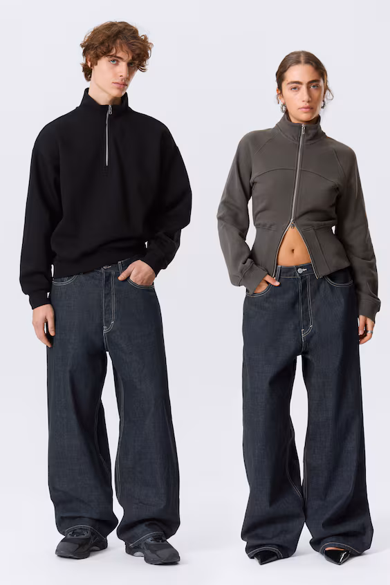 Джинсы astro средней посадки свободные с широкими штанинами