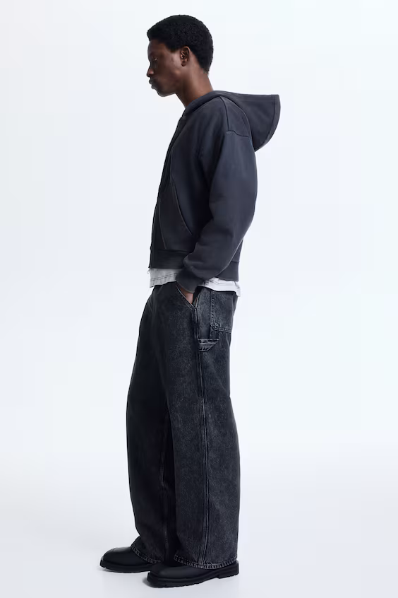 Пальто с капюшоном и молнией свободного кроя