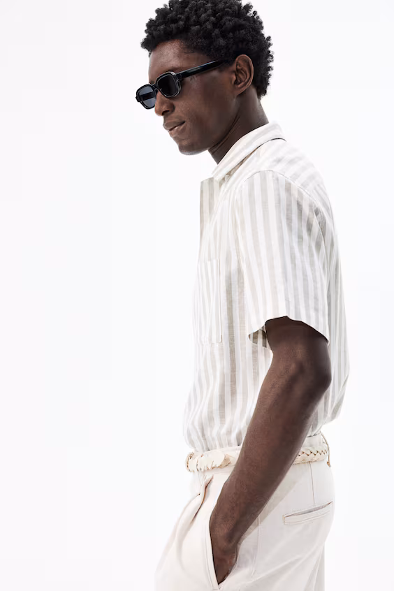 Рубашка из смеси льна regular fit