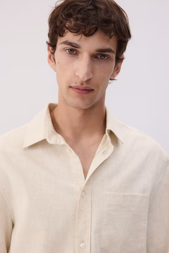Рубашка из смеси льна regular fit