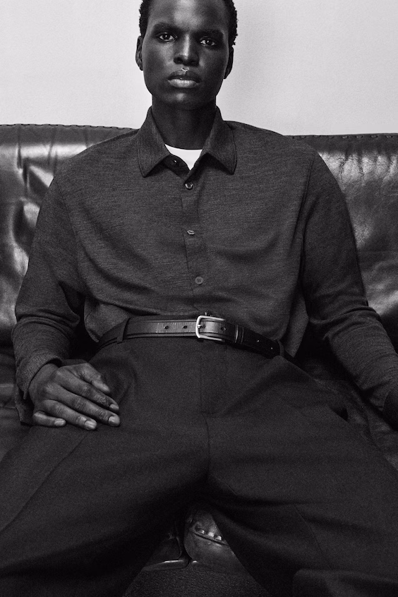 Рубашка из вязаного меланжевого джерси