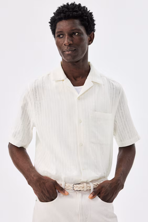 Рубашка regular fit из льняной смеси для отдыха