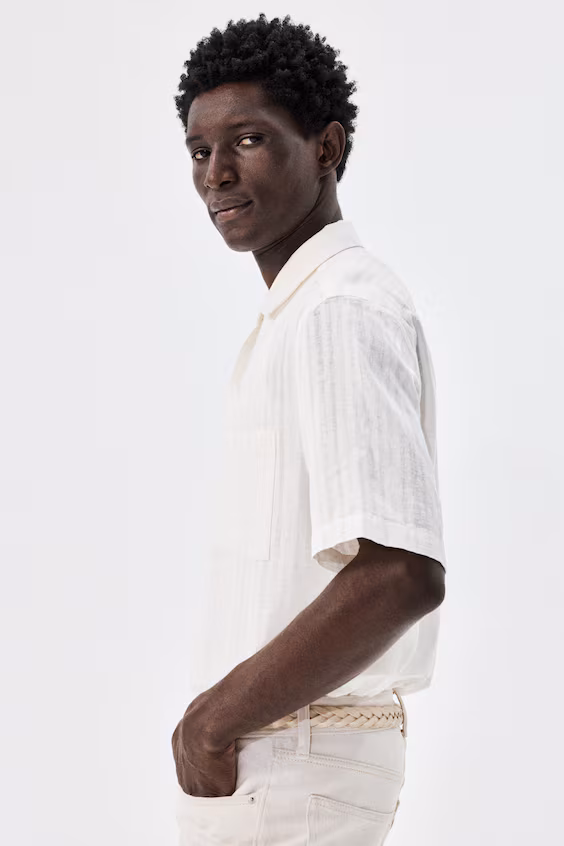 Рубашка regular fit из льняной смеси для отдыха